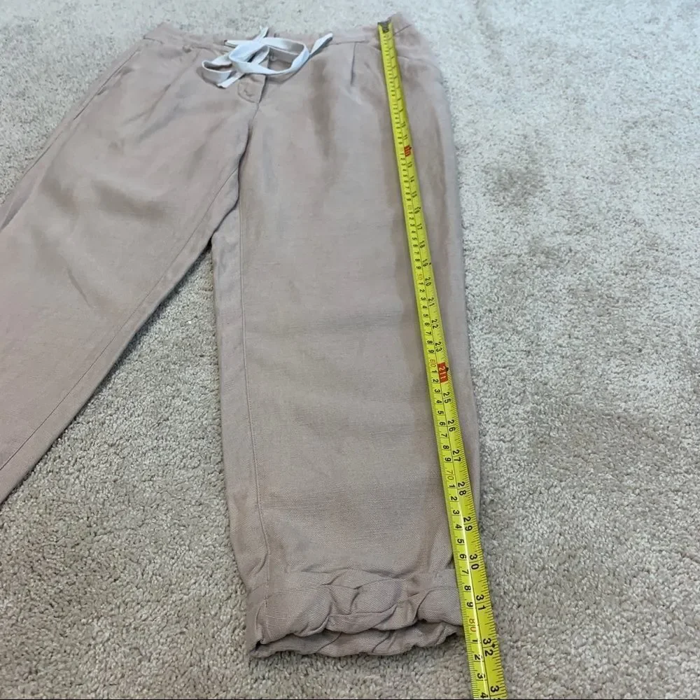 ARITZIA Wilfred Allant Tan Brown Linen pants in Nutmeg drawstring Sz 0🔥